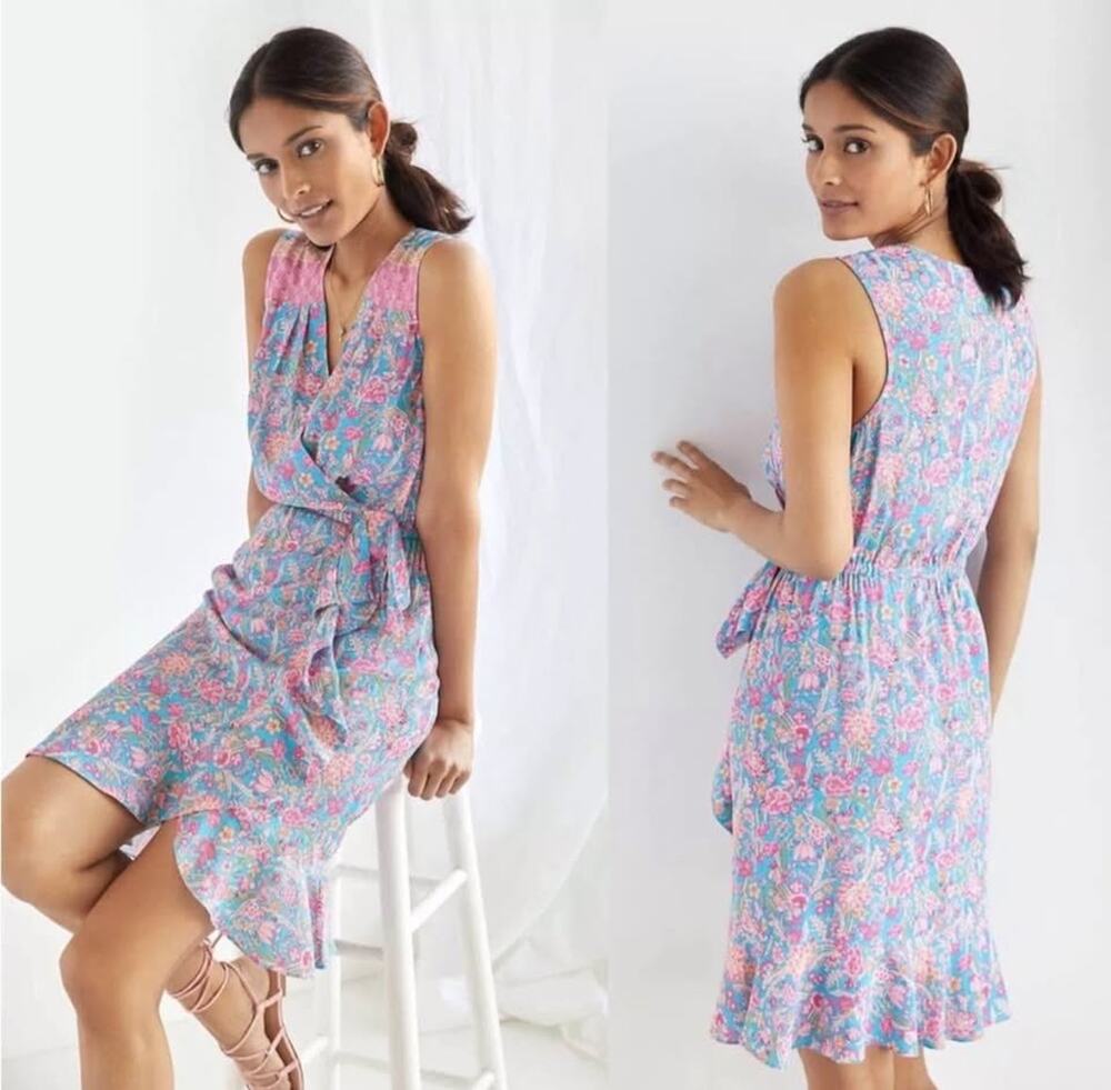 Plenty by Tracy Reese floral pink and blue mini dress size XSP